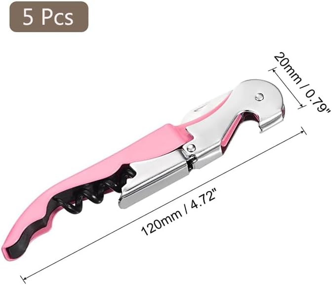 Waiter Corkscrew, Corkscrew Wine Opener Stainless Steel, Wine Bottle Opener Wine Key for Restaurant Waiters Bartenders Sommelier (Pink/5PCS)