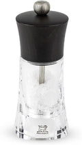 Peugeot - Oleron Manual Dry Salt Mill - Transparent Adjustable Grinder - Acrylic and Beechwood, Chocolate, 5.5 Inches