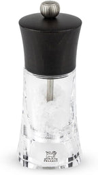 Peugeot - Oleron Manual Dry Salt Mill - Transparent Adjustable Grinder - Acrylic and Beechwood, Chocolate, 5.5 Inches