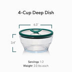 Anyday 2-Pack (4-Cup Deep) Glass Food Storage with Glass Lids | Plastic-Free Meal Prep & Microwave Cookware | Stackable Airtight Storage Container with Vented Lid for Microwave-Safe Reheating