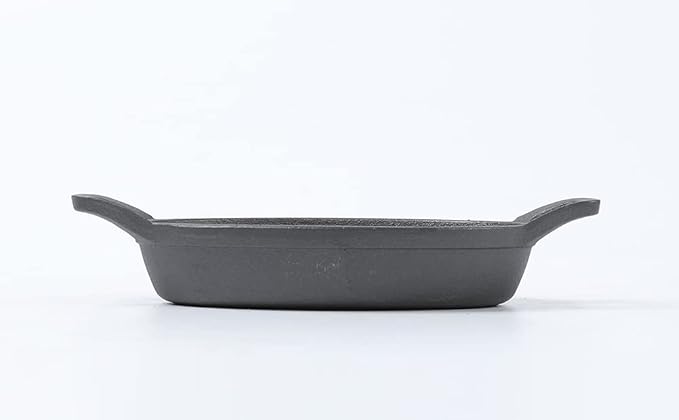 HAWOK Cast Iron Mini Oval Serving Dishes with a Storage Bag, 6.1"x 3.85", 8oz, 4 PCS