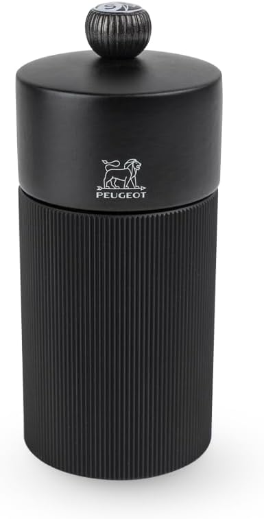 Manual Aluminium and Wooden Salt Mill, Matt Black, 12cm