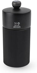 Manual Aluminium and Wooden Salt Mill, Matt Black, 12cm