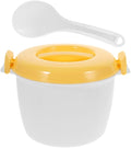 PRETYZOOM Microwave Rice Cooker Large Capacity Insulated Lunch Box with Spoon Portable Steaming Pot for Home Office Dormitory Cooking