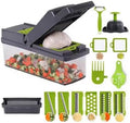 Hand Held 12 in 1 Vegetable Kitchen Gadget, Dark Gray: Includes 12 Separate Variations plus a Free Vegetable Peeler