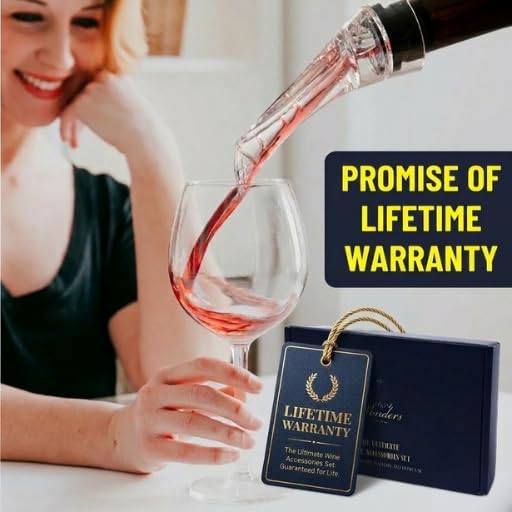 A&A Wonders Wine Accessories Set, Featuring 3 in-1 Multifunctional Waiters Corkscrew Bottle Opener, Wine Aerator Pourer Spout & Decanter, Air-Tight Wine Stopper.