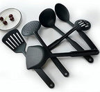 6pcs/set Black Kitchen Utensils Set Non-stick Kitchenware Cooking Tools Spoon Soup Ladle Spatula Shovel Tools Gadget Accessories