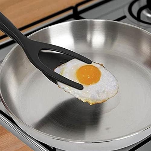 1pcs Multifunctional 2 in 1 Non Stick Bread Egg Turners Cooking Tongs Gadgets For Kitchen Utensils Spatula Cooking Tool(white-Dinosaur Doodle4)
