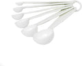 Rocky Mountain Goods Measuring Spoon Set - 6-Piece White Set - 1/8 tsp to 1 tbsp - Durable Plastic with Raised Measurements - Metric, Standard Markings - Dishwasher Safe - Wet and Dry Ingredients