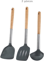 Food Grade Silicone Kitchenware Spatula Wooden Handle Set Kitchen Cooking Tools