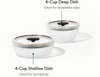 Anyday 4-Pc Microwave Cookware & Glass Food Storage Set with Glass Lids | Medium Plastic-Free Containers | Stackable Steamer with Vented Lid for Microwave-Safe Reheating & Steaming Vegetables, Rice