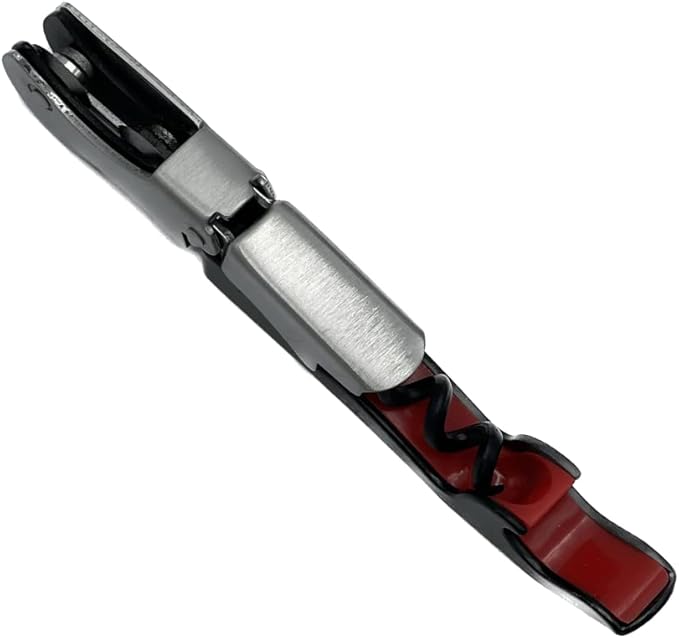 TSA Compliant Corkscrew Bottle Opener, Black Double Hinged, Stainless Steel Wine Key (1 Pack)