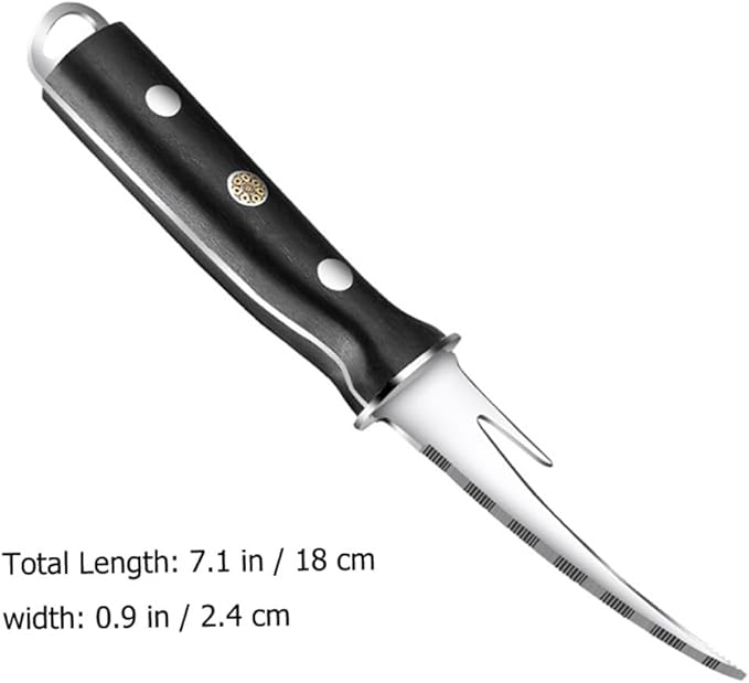 Shrimp Line Cutter and Peeling Knife with Wood Handle, Seafood Cleaning Tool for Shrimp Deveining and Fish Fillet Preparation, Kitchen Specialty Gadget for Home Cooking