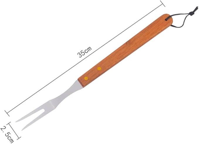 1set Barbecue Tools Wood Handles Portable Grilling Utensil for Outdoor Cooking Camping and BBQ Gatherings