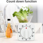 2Pcs White 60-Minute Mechanical Kitchen Timer Clock with Loud Alarm - Wind Up Visual Cooking Clock, No Batteries Required - Ideal for Cooking, Thermometers and Timers, Baking and Kitchen Management