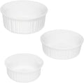 CorningWare French White 3-Piece Round Baking Dish Set - 1.5 Quart, 24 Oz, 16 Oz - Durable Ceramic Bakeware for Oven, Microwave & Dishwasher Safe