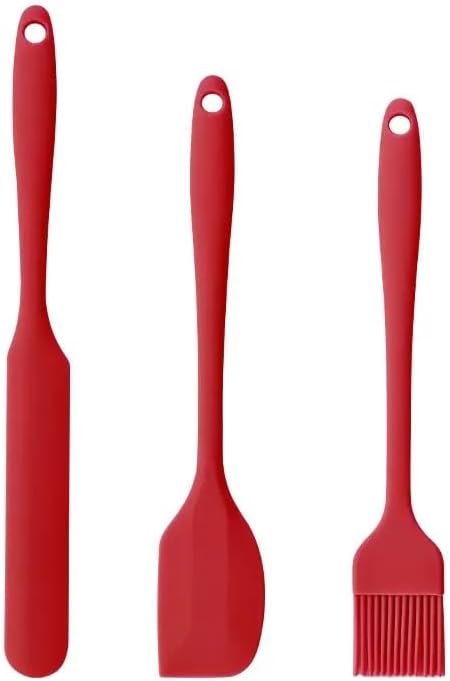 Spatula Set, Kitchen Baking Tools 3 Pack (Red)