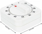 2Pcs White Timer Clock Square 60-Minute Mechanical Kitchen Timer Wind up Visual Cooking Clock with Loud Alarm No Batteries Required Ideal for Cooking Baking and Kitchen Thermometers and Timers