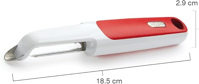 Zyliss Soft Skin Fruit & Vegetable Peeler - Stainless Steel Serrated Peeler - Perfect for Potato, Cucumber, Carrot, Apple, Orange, Tomatoes, & More - Comfort Grip Peeler Kitchen Tool - Red