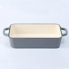 HAWOK Enameled Cast Iron Rectangle Lasagna/Roasting Pan Gray