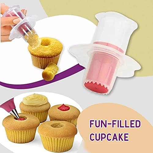 2Pcs Red Cake Digger,Cupcake Corer Tools,Muffin Cake Pastry Corer Model Plunger Cutter Decorating Reusable Plastic Cake Digging Holes for Muffin Cake Filling Fruit and Vegetable Tools