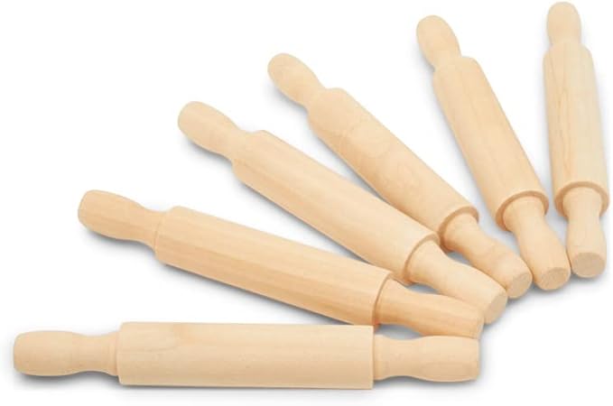 Wooden Mini Rolling Pin, 5 Inches Long, Pack of 6, Great for in The Kitchen and Crafting, Party Favors by Woodpeckers