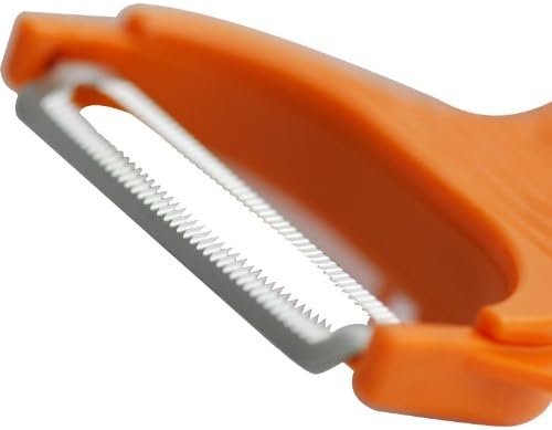 Börner Vegetable Peeler (6-in-1) • Garnishing Peeler with Grater • Multifunctional Peeler for Fruits & Vegetables • Fruit Peeler, Universal Peeler, Potato Peeler • Color: Orange