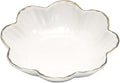 Porcelain Serving Dish,Ceramics Flower Relish Tray with Metallic Rim,Serving Bowls for Wedding,Party Perfect for Small Cereal, Pasta, Salad, Candy and Snacks White 6.6 inch (6.6 inch)