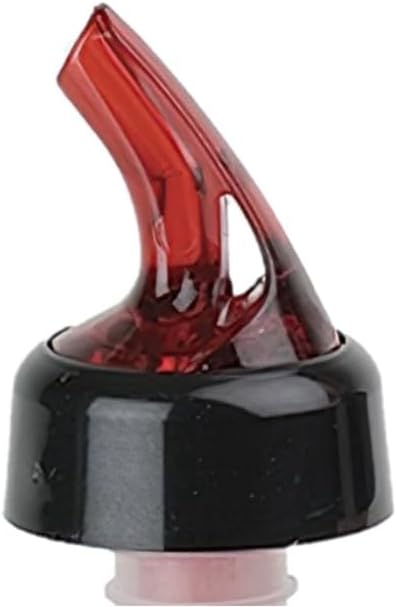 Soro Essentials- 3/4 oz. Automatic Measured Bottle Pourer with Red Spout and Black Collar Plastic Set of 12- Quick Shot Measure Pourer for Drinks Wine Cocktail Home Bar Kitchen Tools