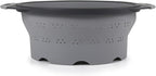 Dexas 10" Collapsible Silicone Colander in Cool Grey, Kitchen Strainer with Handles, 15.1 Cup Capacity | BPA-Free, Heat-Resistant, Space-Saving Kitchen Tool