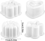 4pcs Nonstick Silicone Molds for Baking Supplies, Square Star Heart Flower Cake Mold Silicone Cake Molds for Pudding Mousse Chocolate Jelly Muffin Bread Cheesecake Baking Pan Fancy Cakes Pastry Mould