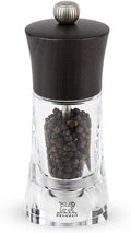 Peugeot - Oleron Manual Pepper Mill - Transparent Adjustable Grinder - Acrylic and Beechwood, Chocolate, 5.5 Inches