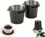 2 Pcs Coffee Dosing Cup 58mm, Stainless Steel Dosing Cup Compatible with All 58mm Portafilter, Stainless Steel Espresso coffee Dosing Cup (2, Black, 58mm)