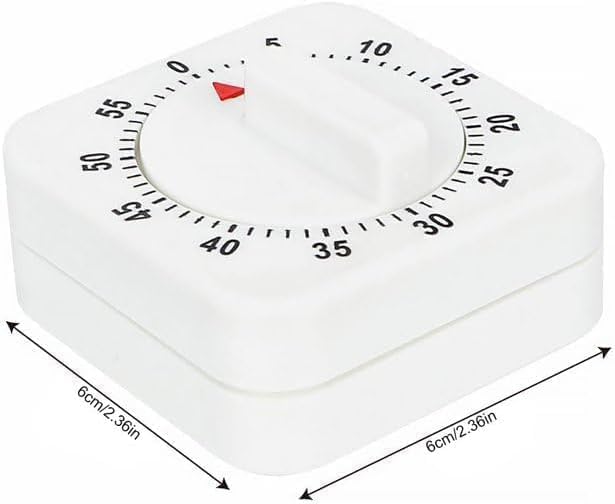 2Pcs White 60-Minute Mechanical Kitchen Timer Clock with Loud Alarm - Wind Up Visual Cooking Clock, No Batteries Required - Ideal for Cooking, Thermometers and Timers, Baking and Kitchen Management