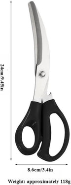 304 Stainless Steel Kitchen Shears, Korean BBQ Scissors and Tongs Set,9.45 inch (Black+red) Scissors +(9.45+11) inch Tongs 4 in 1 Set