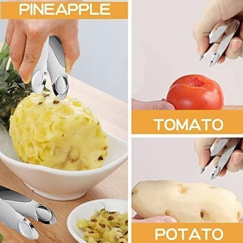 2 Pcs Stainless Steel Strawberry Huller Fruit Stem Remover Home Kitchen Tools for Cherry Tomato, Fruit Vegetable Tools, Silver, 2.8 * 1