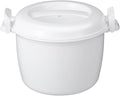 Microwave Rice Cooker, Microwave Pasta Cooker, 1.9 QT Micr Rice Steamer with Locking Lid, Portable Micr Chicken Cookers for Soup, Vegetable, Mashed Potatoes, Fish, Quick Healthy Meals 8.3 x 6.9 x 5.5 inch