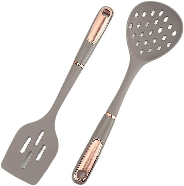 Kitchen Cookware Silicone Non-stick Cooking Tool Spatula Ladle Shovel Soup Utensils Set(Black)