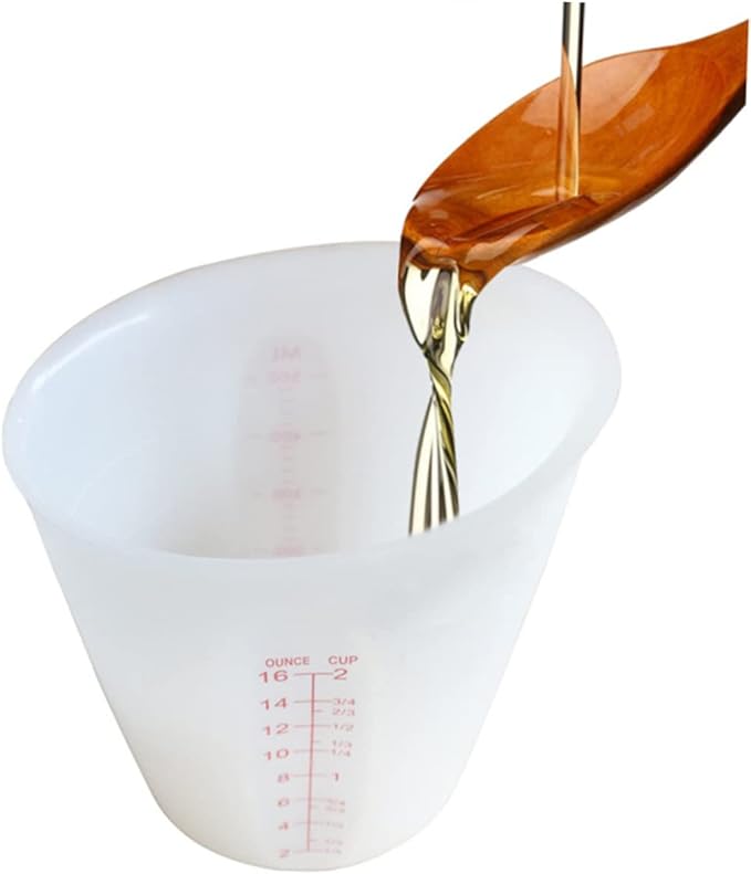 Unomor Diy Tool 250ml Silicone Milk Cup Measuring Cup Double Scale for Baking Mixing Food-grade Silicone Random