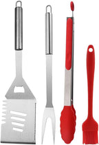 BBQ Grill Tool Set BBQ Accessories, Stainless Steel Grill Tools Grilling Accessories Grill Set Barbecue Grill Accessories for Outdoor Grill, Grill Utensils Grilling Tools Grilling Gifts for Men (4)
