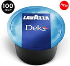 Lavazza Blue DEK Espresso Capsules, Arabica and Robusta Blend, Compatible with Lavazza Classy Machines (100 Capsules)