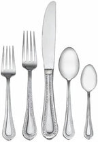 Mikasa Regent Bead 65-Piece Silverware Set, 18/10 Stainless Steel Flatware Service for 12, Includes 5 Serving Tools, Dishwasher Safe Polished Cutlery