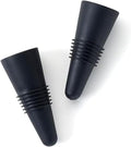 Rabbit Wine Bottle Stoppers Set of 2 - Airtight Rubber and Stainless Steel Seal, Fits All Wine Bottle Sizes, Dishwasher Safe, Black