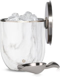 Snowfox Plus - Insulated Ice Bucket with Lid/Scoop, Premium Vacuum Insulated Stainless Steel Ice Buckets for Parties, Ice Box, Home Bar Accessories, Parties Supplies, Bar Decor, 3L, Marble