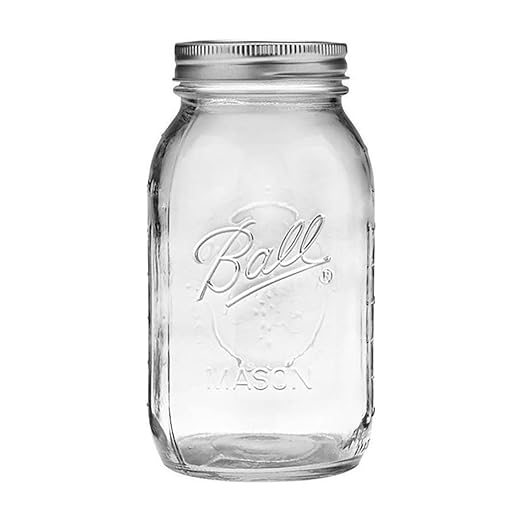 Ball Regular Mouth Glass Mason Jars with Lids and Bands, Used for Canning, Pickling, Juice, Jam, Jelly, Quart Size 32 Ounce (Pack of 3)