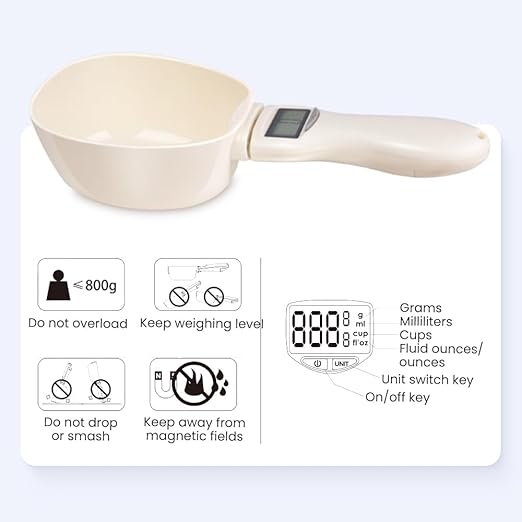 Digital Measuring Spoon, Electronic Measuring Spoon with LCD Screen, 800g / 0.1g High Precision Food Measuring Scoop Scale with Measuring Spoons for Food, Coffee,Spices, Dog Cat Food (2pcs)