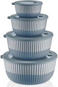 Mixing Bowls with Lids, 8-Piece Airtight Leak-Proof Nesting BPA-Free Bowl Set for Kitchen & Food Storage, Large 4200ml Capacity, Microwave & Dishwasher Safe