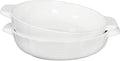 Ceramic Casserole Dish with Handle, 33 oz Set of 2, 8.5" Round Au Gratin Baking Dishes – For Pie Pan, Quiche, Tart Pan, Apple Pie Plate – For 2-3 Person Servings – Oven Safe, Easy Clean