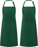 Syntus Apron for Men Women, Adjustable Cooking Kitchen Chef Aprons with 2 Pockets, Cotton/Polycotton/Polyester