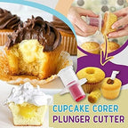 2Pcs Red Cake Digger,Cupcake Corer Tools,Muffin Cake Pastry Corer Model Plunger Cutter Decorating Reusable Plastic Cake Digging Holes for Muffin Cake Filling Fruit and Vegetable Tools